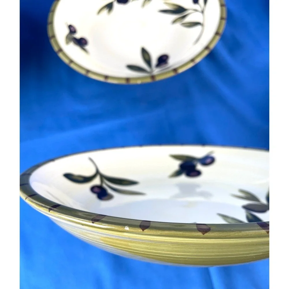 Williams Sonoma Liguria Olive Set 1 Serving & 4 Pasta Bowls Portugal EUC Vintage